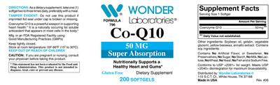 Photo of the Wonder Laboratories Co-Q10 50 mg label