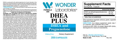 Photo of the Wonder Laboratories DHEA Plus label