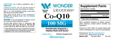 Photo of the Wonder Laboratories Co-Q10 100 mg label