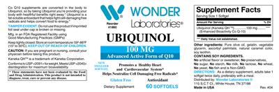 Photo of the Wonder Laboratories Ubiquinol 100 mg label