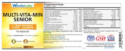Photo of the Wonder Labs Multi-Vita-Min Senior label