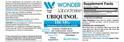 Photo of the Wonder Laboratories Ubiquinol 100 mg label
