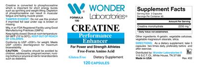 Photo of the Wonder Laboratories Creatine label