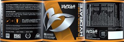 Photo of the Muscle Feast Electrolytes++ Hydrate Tangerine Flavor label