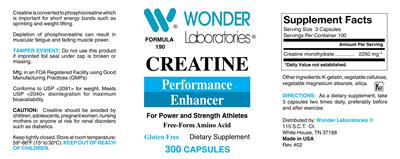 Photo of the Wonder Laboratories Creatine label