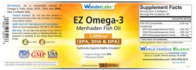 Photo of the Wonder Labs EZ Omega-3 2,000 mg label