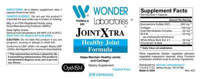 Photo of the Wonder Laboratories JointXtra label