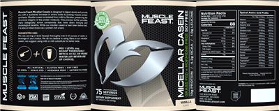 Photo of the Muscle Feast Micellar Casein Vanilla Flavor label