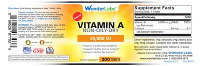 Photo of the Wonder Labs Vitamin A 10,000 IU label