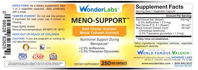 Photo of the Wonder Labs Meno-Support label
