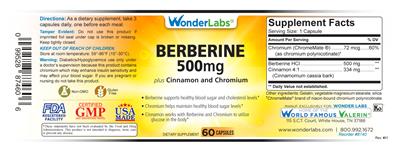 Photo of the Wonder Labs Berberine 500 mg label