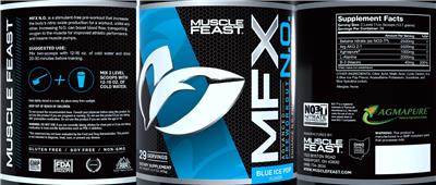 Photo of the Muscle Feast MFX N.O. Blue Ice Pop Flavor label
