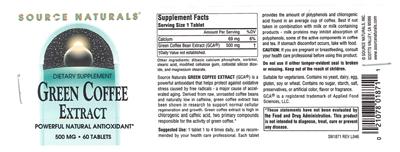 Photo of the Source Naturals Green Coffee Extract label