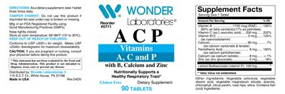 Photo of the Wonder Laboratories A C P with B, Calcium and Zinc label