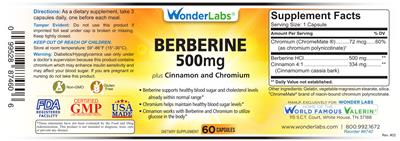 Photo of the Wonder Labs Berberine 500 mg label