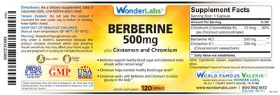 Photo of the Wonder Labs Berberine 500 mg label