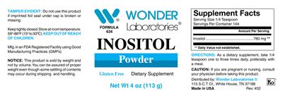 Photo of the Wonder Laboratories Inositol Powder label