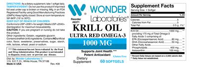 Photo of the Wonder Laboratories Krill Oil Ultra Red Omega-3 1000 mg label