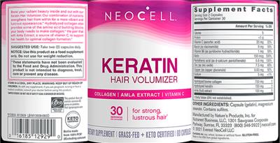 Photo of the NeoCell Keratin Hair Volumizer label