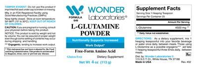 Photo of the Wonder Laboratories L-Glutamine Powder label