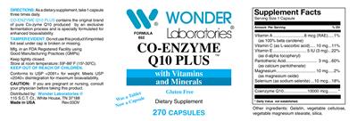 Photo of the Wonder Laboratories Co-Enzyme Q10 Plus label