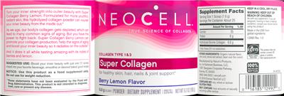 Photo of the NeoCell Super Collagen Berry Lemon Flavor label