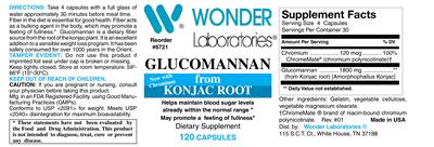 Photo of the Wonder Laboratories Glucomannan from Konjac Root label