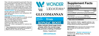 Photo of the Wonder Laboratories Glucomannan from Konjac Root label