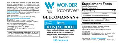 Photo of the Wonder Laboratories Glucomannan + label