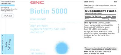 Photo of the GNC Biotin 5000 label