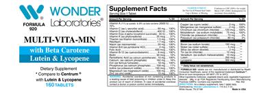 Photo of the Wonder Laboratories Multi-Vita-Min label