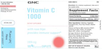 Photo of the GNC Vitamin C 1000 With Rose Hips label