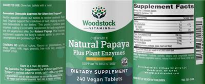 Chewable Natural Papaya plus Plant Enzymes Tropical Fruit Flavor