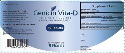 Photo of the 7T Pharma Genicin Vita-D label
