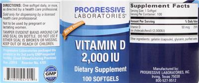 Photo of the Progressive Professional from Progressive Laboratories Vitamin D 2,000 IU label