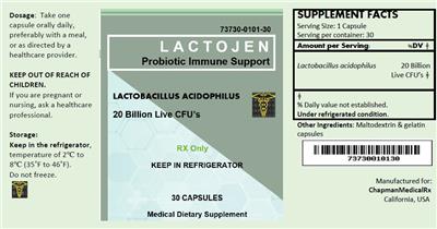 Photo of the ChapmanMedicalRx Lactojen label