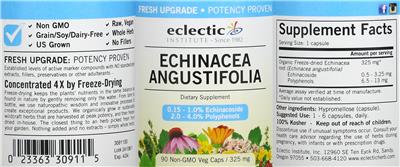 Photo of the Eclectic Institute Echinacea Angustifolia 325 mg label
