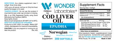 Photo of the Wonder Laboratories Norwegian Cod Liver Oil label