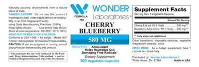 Photo of the Wonder Laboratories Cherry Blueberry 580 mg label