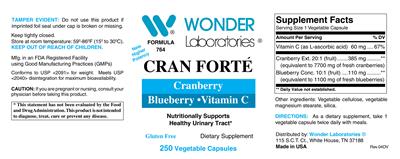 Photo of the Wonder Laboratories Cran Forte label