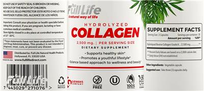 Photo of the Full Life Hydrolyzed Collagen 2,500 mg label