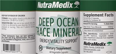 Photo of the NutraMedix Deep Ocean Trace Minerals label