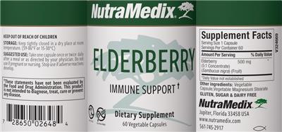 Photo of the NutraMedix Elderberry label