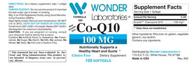 Photo of the Wonder Laboratories Co-Q10 100 mg label