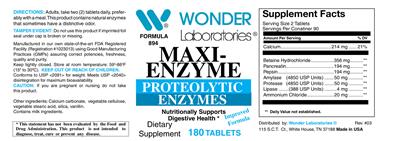 Photo of the Wonder Laboratories Maxi-Enzyme label