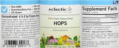 Photo of the Eclectic Institute Hops 200 mg label