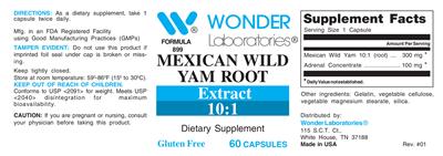 Photo of the Wonder Laboratories Mexican Wild Yam Root label