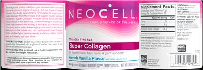 Photo of the NeoCell Super Collagen French Vanilla Flavor label