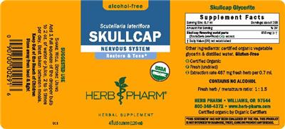 Photo of the Herb Pharm Skullcap Alcohol-Free label