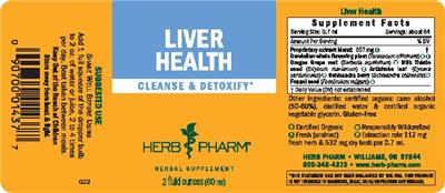 Photo of the Herb Pharm Liver Health label